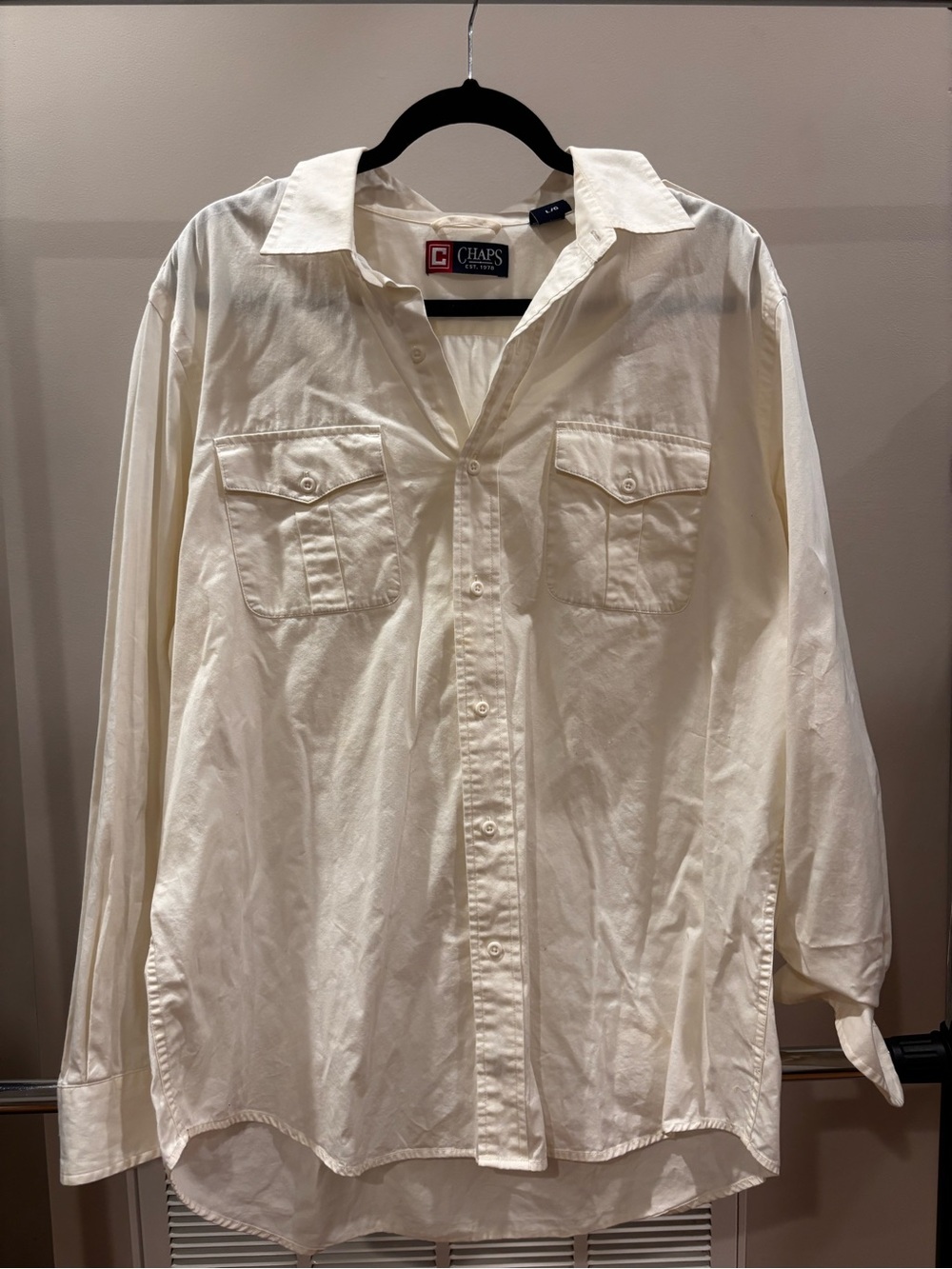 Chaps Men's Cream Button-Front Workshirt
